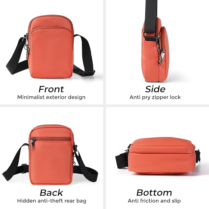 BROADREAM Small Crossbody Bag Men Women, Anti-Theft Crossbody Sling bags - Mini Shoulder Travel Bag for Hiking Sports