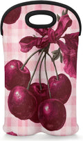 Neoprene Wine Tote, Bottle Carrier Gag Insulating Neoprene Thicker, Insulated Wine Bag for Travel Holds Two Bottles, Bottle Carrier Bags Protect the Bottles, Cherry