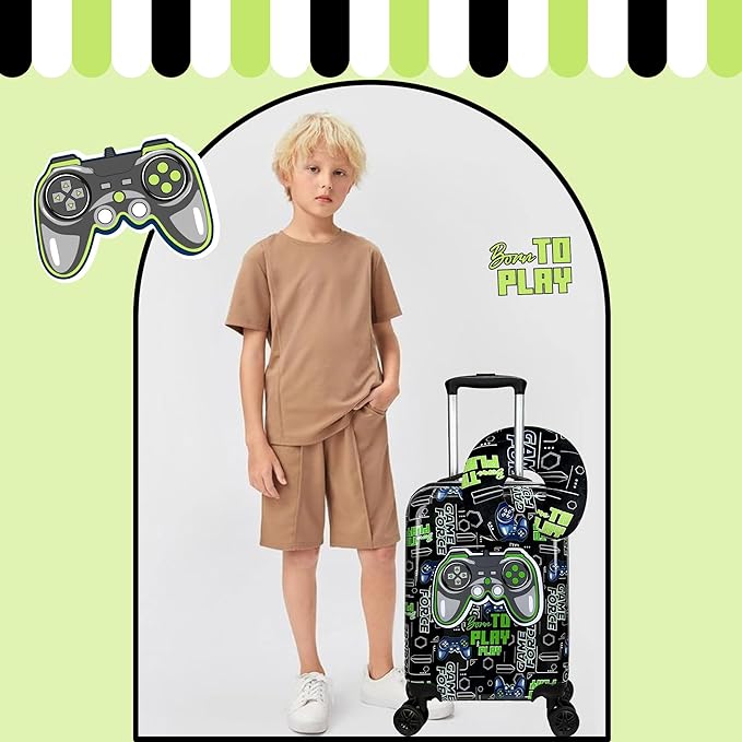 Kid’s Luggage Set 5 Piece Suitcase Set 16’’ Hardside Luggage with Spinner Wheels Girls Boys Carry on Luggage Travel Rolling Luggage Airline Approved