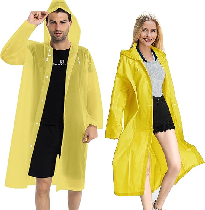 Rain Coats (2 Pack) - Reusable EVA Rain Ponchos for Adults Rain Jackets Raincoats for Men Women