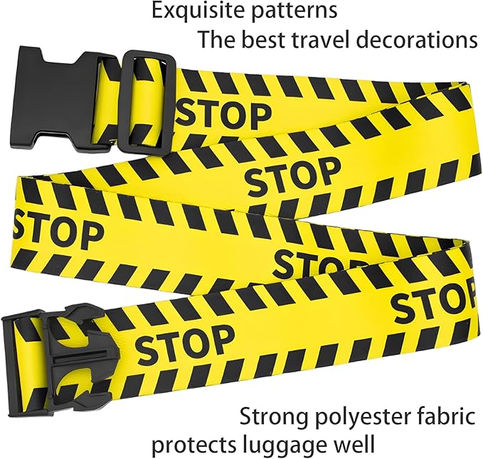 Stops Luggage Straps for Suitcases, Adjustable Luggage Travel Belt to Keep Luggage Security While Travel, Strong Polyester Fabric, Easy-to-Recognize Funny Pattern Travel Essentials, 2 Pack