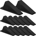 Frienda 12 Pcs Jumbo Door Stoppers Heavy Duty Door Stopper Tall up to 2inch Tall Wedge TPR Large Wedge Stackable Big Rubber Doorstop for Hotel Carpet Hardwood Concrete and Tile (Black)
