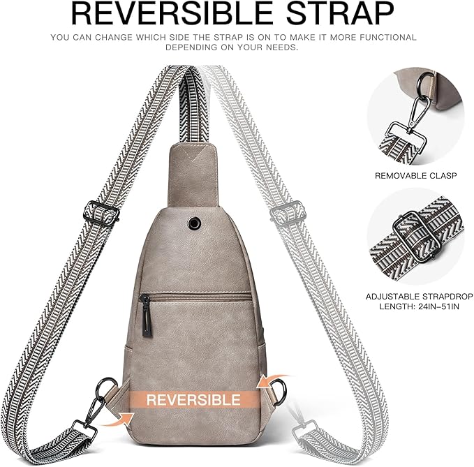 7L Sling Bag for Women Men Leather Small Sling Backpack Daypack Anti Theft Fanny Pack Crossbody Purse Travel