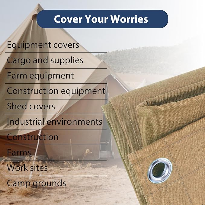 20’x30’ Canvas Tarp Heavy Duty Water Resistant Tarpaulins with Aluminum Grommets,UV Resistant, 22Mil Multipurpose Drop Cloth, 14oz Cover Sheet for Outdoor and Indoor Use with Ropes Yellow