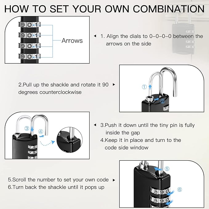 40 Pcs 4 Digit Combination Locks Combination Padlock Luggage Number Locks Outdoor Waterproof Resettable Padlock for Door Traveling School Gym Locker Suitcases Employee Hasp Storage