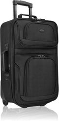U.S. Traveler Lightweight Rolling 20" Carry On Luggage Softside Suitcase, Black, 2 Wheel Single