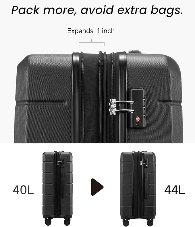 Luggage Sets 3 Piece, Expandable Hardside Suitcases with Wheels, White Brown