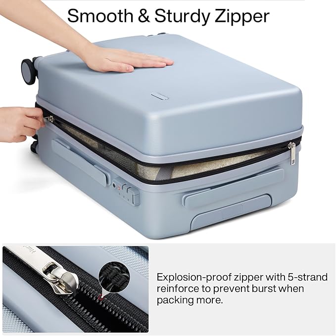 Hanke 20 Inch Hard Shell Suitcases with Spinner Wheels, Lightweight Carry On Luggage 22x14x9 Airline Approved Built-in TSA Lock, Durable Suitcase Rolling Luggage Carry-On Bag(Gray)
