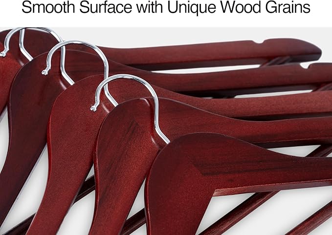 StorageWorks Wooden Hangers 20 Pack, Wood Coat Hanger for Coats, Shirts, Jackets, Pants, Suits, Dark Cherry Color