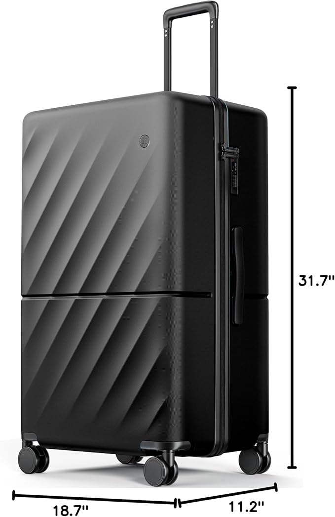 Trunk Luggage 29 Inch, Large Checked Luggage with Double Spinner Wheels, Anti-Burst Zipper, Hard Case PC Suitcase, Lightweight Travel Luggage, TSA Approved (Onyx Black, Hudson)