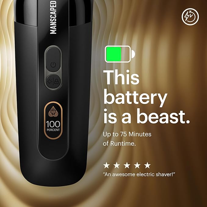 MANSCAPED® The Chairman™ PRO Men’s Electric Foil Face Shaver - Two Interchangeable Blade Heads, SkinSafe® Four-Blade Foil & Stubble Trimmer, USB-C Wireless Compatible Charging, Gentle on Neck