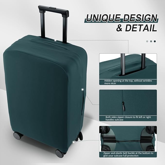 Travel Luggage Cover - Scratch-Resistant Fit 19-33 Inch, Avocado Green, 3XL