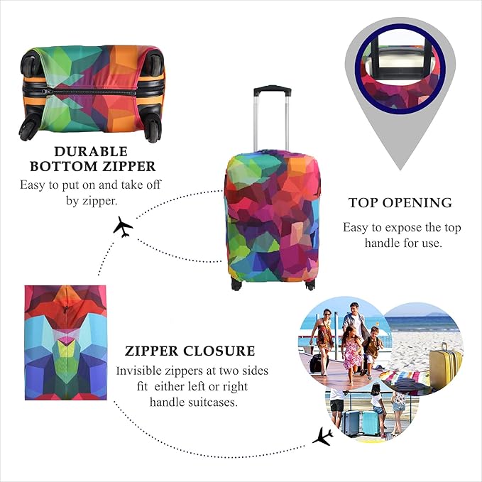 Explore Land Travel Luggage Cover Suitcase Protector Fits 18-22 Inch Case (Geometry, S)