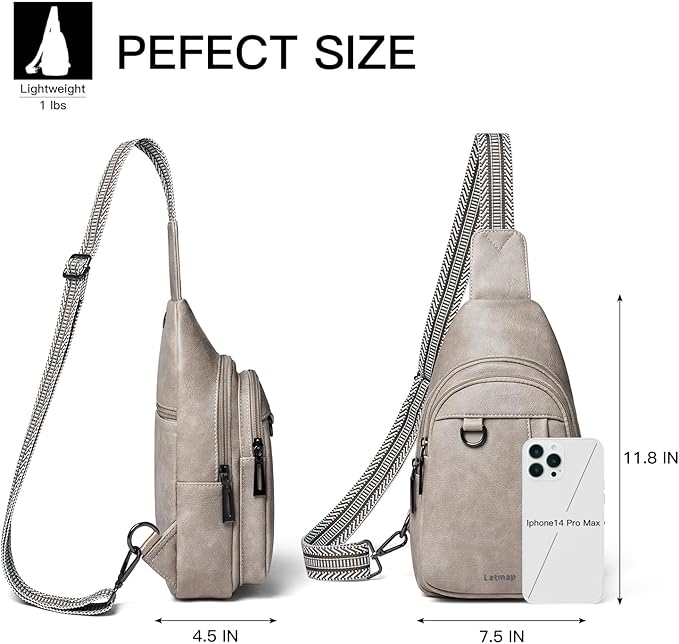 7L Sling Bag for Women Men Leather Small Sling Backpack Daypack Anti Theft Fanny Pack Crossbody Purse Travel