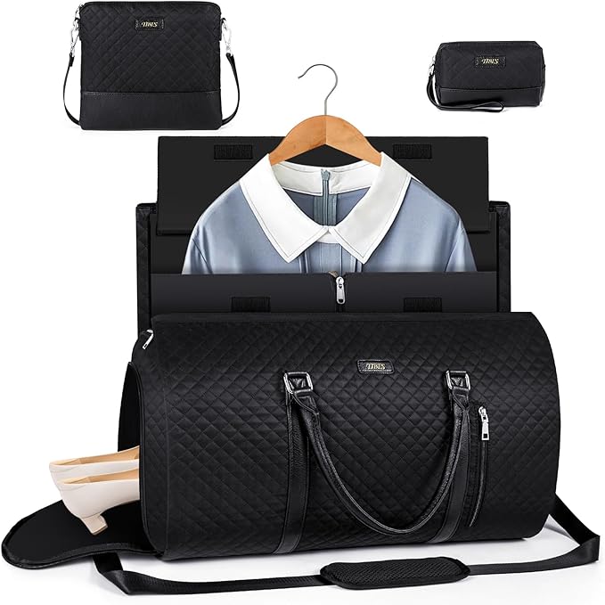 Convertible Garment Duffel Bag for Travel - Carry On Garment Bags With Toiletry Bag Large Weekender Bag for Men Women 2 in 1 Hanging Suitcase Suit Travel Duffel Overnight Bags 4pcs Set