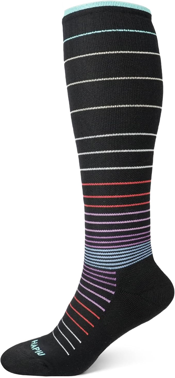 HAPIU Merino Wool Soft Compression Socks for Women & Men, 15-20 mmHg, Plus Size Knee High Stocking for Nurses, Pregnancy, Travel, Flight, Medias de Compresión Mujer