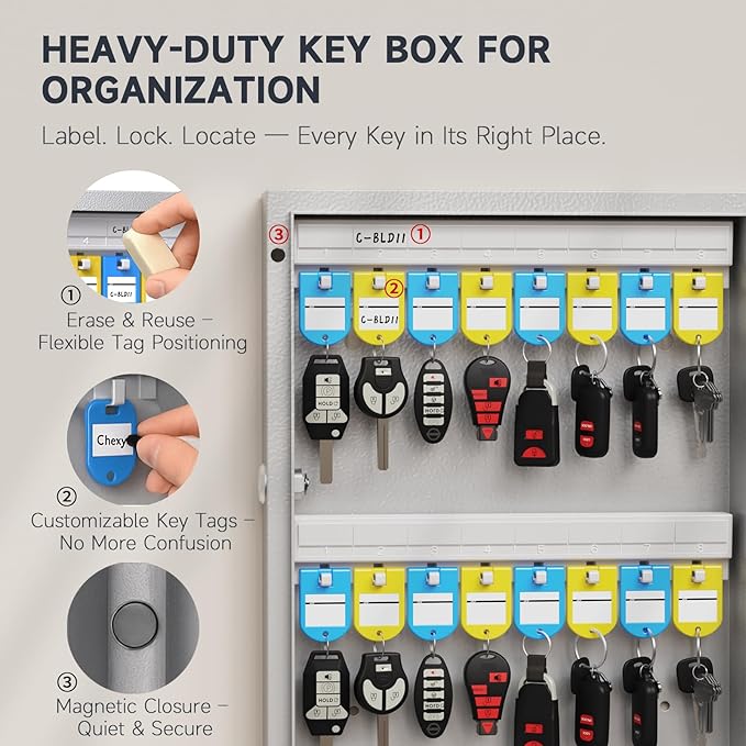 WeHere 120 Key Lock Box Wall Mount, Smart Security Storage Lockbox, Key Cabinet use APP Bluetooth/Fixed/Dynamic Password/OTP Share Unlock, Key Management for Valets/Realtors/Office