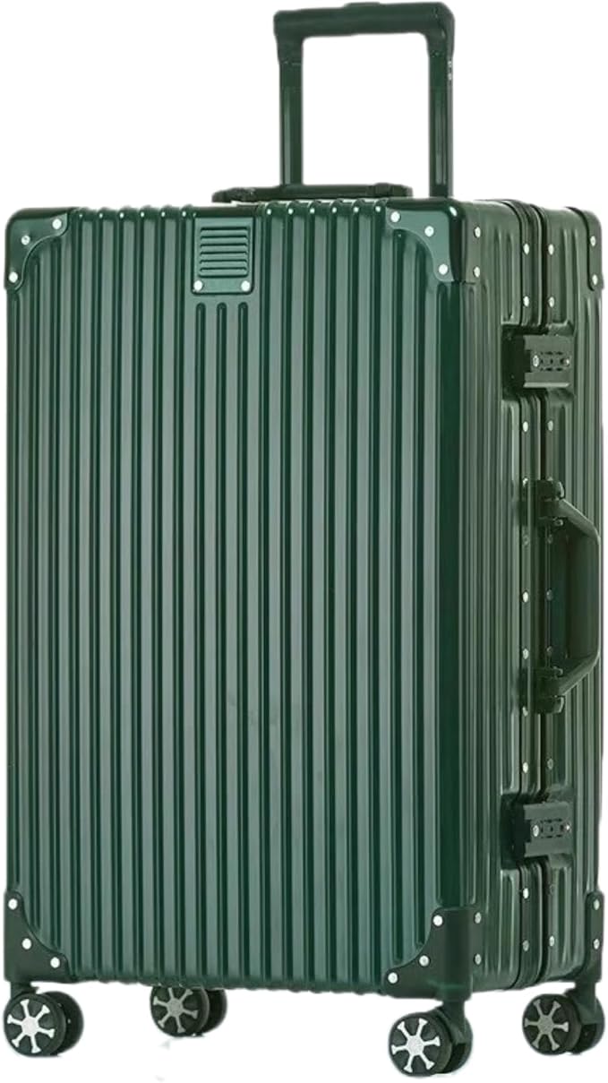 HotWay 22 Inch Checked in Luggage with Aluminum Frame,PC Hard Shell Suitcase with Spinner Wheels and TSA Lock, Large Suitcase for Travel, Green
