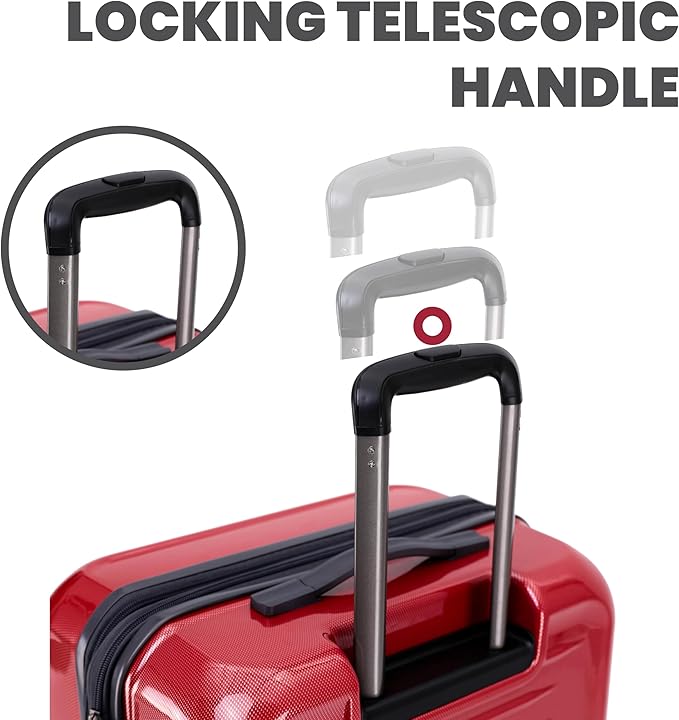 Spyder Rails 29 Inch Expandable Hardside Upright Suitcase with 360° Spinner Wheels, TSA Approved Lock, Red