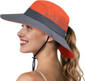 NPQQUAN Ponytail Sun Bucket Hats for Women Men Wide Brim UPF 50+ Fishing & Beach Hats