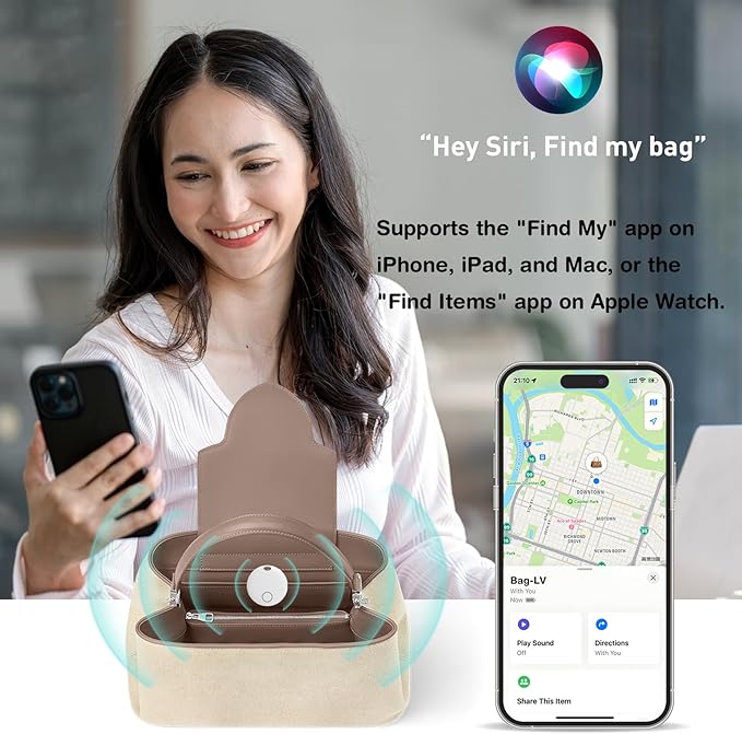 Air Tracker Tags-2 Pack [Apple MFi Certified] (iOS Only), Smart Bluetooth Tracker, Compatible with Apple Find My, Item Locator for Keys, Luggage, Wallet, Suitcase, Bags, IP67 Waterproof