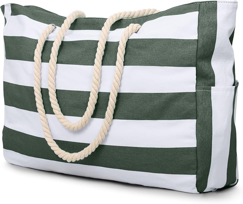 Becokan Beach Bags for Women Large Waterproof Beach Tote Bag Zipper Beach Bags Waterproof Sandproof Swim Pool Bag Large Tote