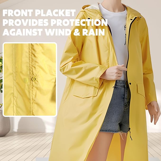 ANYOO Waterproof Rain Poncho Lightweight Reusable Hiking Hooded Coat Jacket for Outdoor Activities