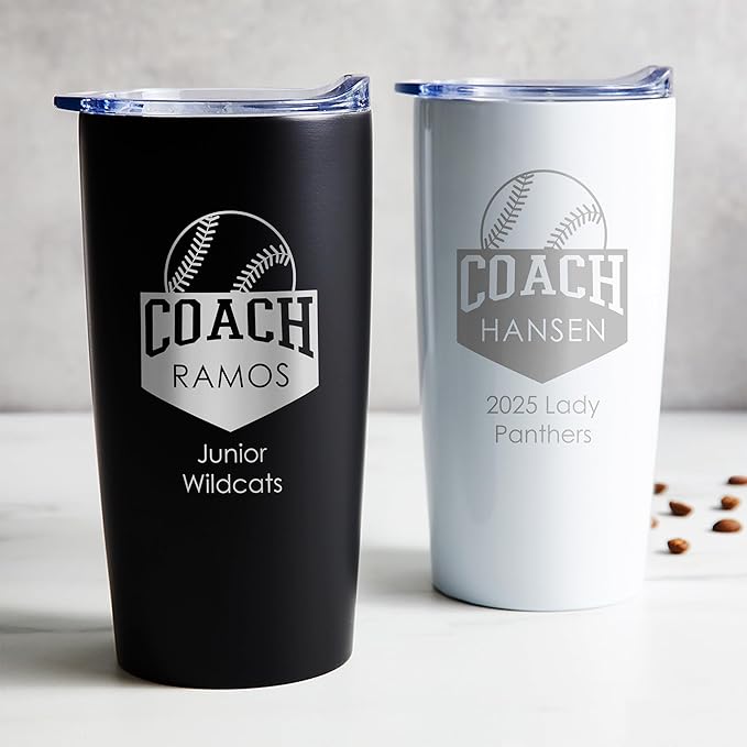 Lifetime Creations Custom Baseball Coach Tumbler - Baseball Coach Gifts for Men, Best Coach, Thank You Coaches, Baseball Senior Night Gifts (Matte Black 20 Ounce Cup)