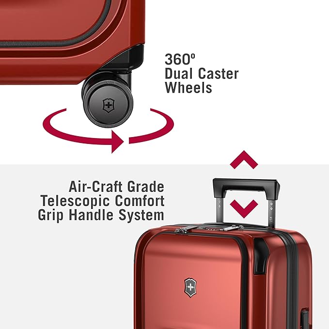 Victorinox Spectra 3.0 Frequent Flyer Carry-On - Modern Hardside Carry-On Luggage - Rolling Suitcase with Spinner Wheels - Holds Travel Accessories - 37 Liters, Red