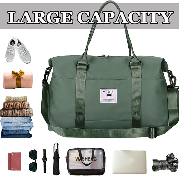 Travel Duffle Bag, Waterproof Sport Tote Gym Bag for Women Men, Overnight Weekender Carry On Bag with Wet Pocket