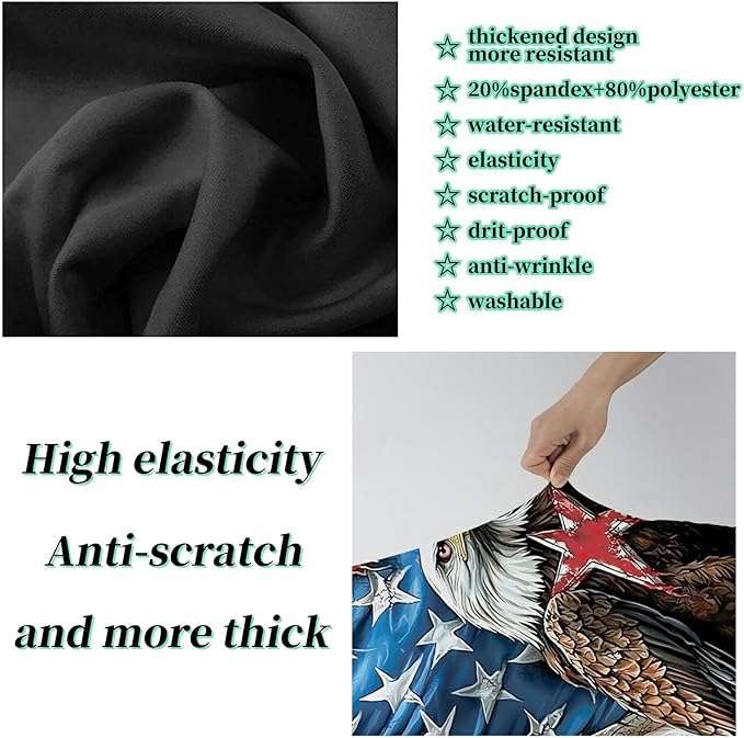 Luggage Cover + Tag, Eagle American Flag Travel Suitcase Protector for 22-24 inch Luggage (M) with Concealed Zipper, Washable Elastic Cloth, Dustproof, Anti-Scratch