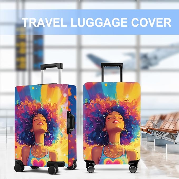 Luggage Cover Washable Suitcase Protector Anti-scratch Suitcase cover Fits 20-34 Inch Luggage (Girl-1, XL(32-34inch suitcase))