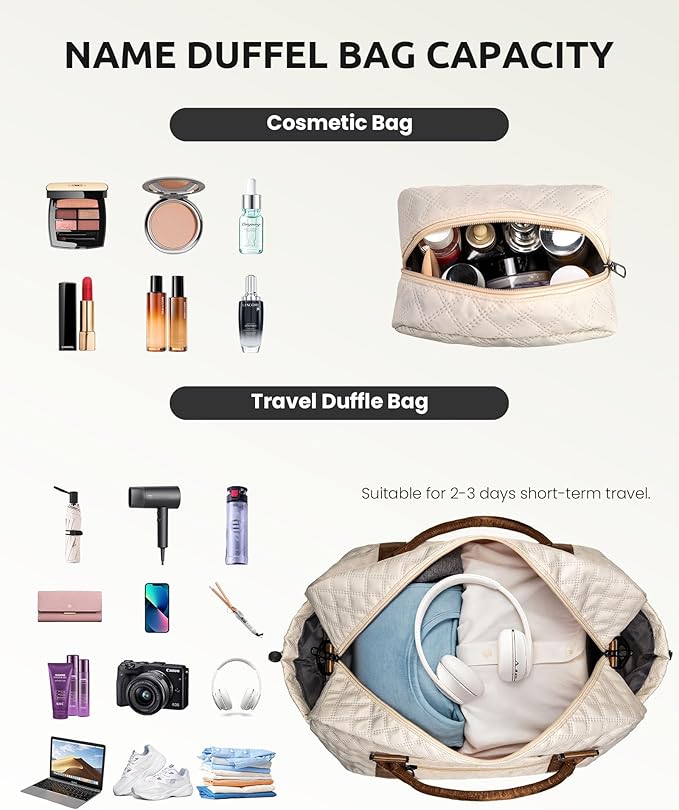 Birthday Gift Teen Girls-Duffle Bags with Shoe Compartment, Personalized Weekender Bag, Overnight Bag, Travel Bags with Makeup Bag, Teen Girl Basket Mom Birthday Gifts (Letter Q)