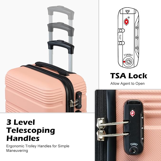 LONG VACATION 6 Piece ABS+PC Hardshell Luggage Set with Spinner Wheels, Lightweight suitcase set with TSA Lock & YKK Zipper