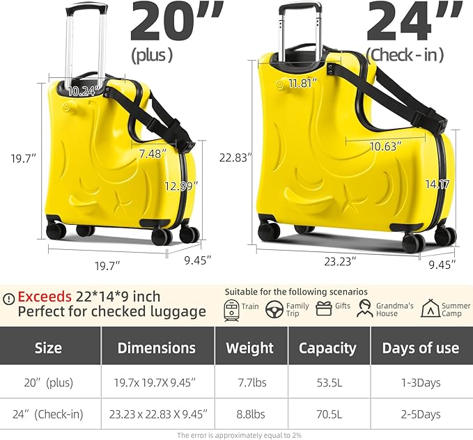 AOWEILA All-in-One Baby Travel Carrier & Ride-On Suitcase – Stroller Replacement with Safe Harness & Easy Pull Handle
