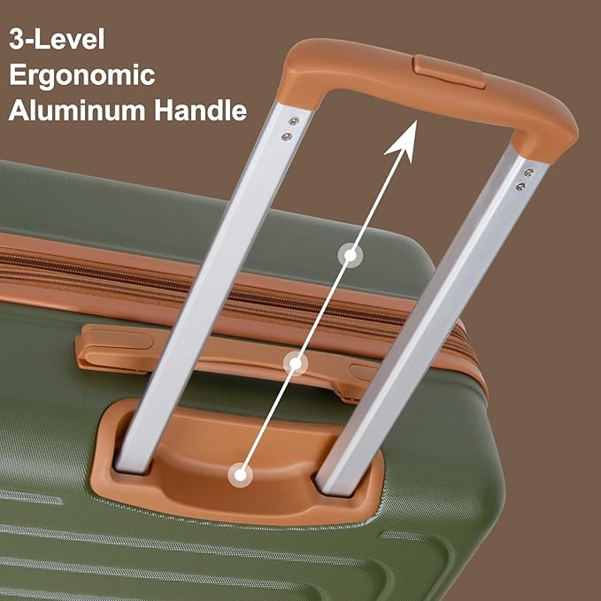 Romswi Luggage Sets 2 Piece22In, Expandable 22x14x9 Carry On Luggage with Travel Backpack, PC+ABS Hardside Suitcase Set with TSA Lock, Durable Carry On Suitcase with Spinner Wheels Green