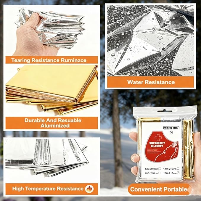Professional 3-in-1 Survival Kit: Emergency Blanket, 120dB Whistle & All-Weather Fire Starter | Ultimate Safety Gear for Camping, Hiking, Car Emergencies & Storms (3-in-1 3pcs)