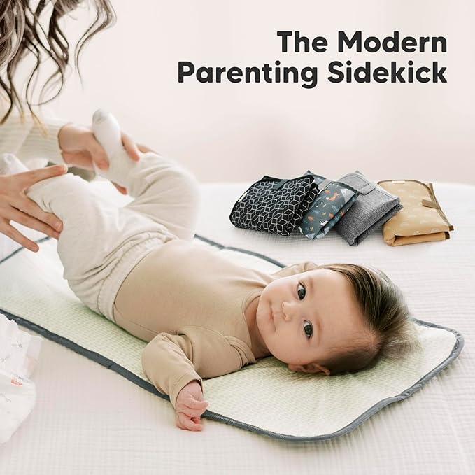 KeaBabies Portable Diaper Changing Pad, Easy Wipe Clean - Foldable Waterproof Baby Changing Mat for Diaper Bag, Compact, Lightweight, 25x13 Baby Changer Travel Essential, Machine Washable (Woods)