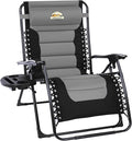Oversized Padded Zero Gravity Lounge Chair, Foldable Patio Anti Gravity Reclining Chairs Folding Lawn Recliner with Cup Holder for Yard, Camping, Outdoor, Support 350 LBS, Black