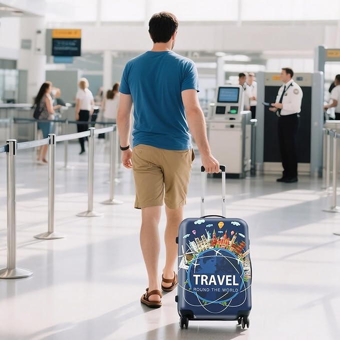 WUJIAONIAO Travel Luggage Cover Baggage Suitcase Cover Protector Skins 18-32 Inch (A9 TRAVEL, XL (for 29-32 inch luggage))