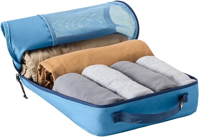 Eagle Creek Pack-It Reveal Cube Set - Packing Cubes for Compartmentalizing Luggage - Durable - Ultra-Lightweight - Water-Resistant - Easy Grab Zipper Pull - Mesh Windows - Blue Dawn - XS/S/M