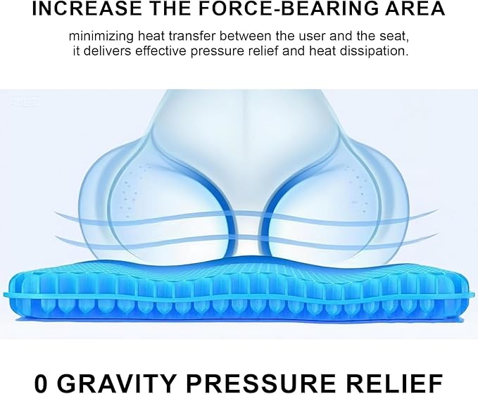 Seat Cushion, Inflatable Wheelchair Cushion for Pressure Relief, Adjustable Air Seat Cushion for Office Chair, Car, Travel - Portable, Gel & Air Cell Support for Back Pain & Sciatica
