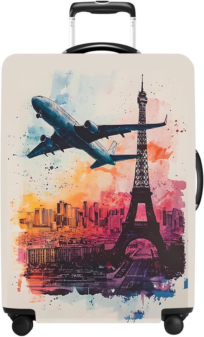 Luggage Cover Washable Suitcase Protector Anti-scratch Suitcase cover Fits 20-34 Inch Luggage (Tower-2, S(20-22inch suitcase))