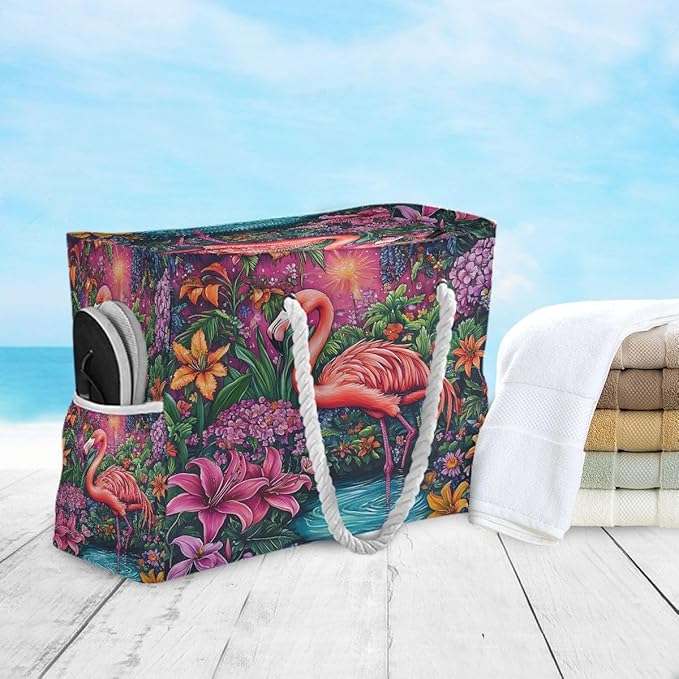 senya Large Beach Bags Totes Canvas Tote Shoulder Bag Soft Wave Water Resistant Bags for Gym Travel Daily Ocean