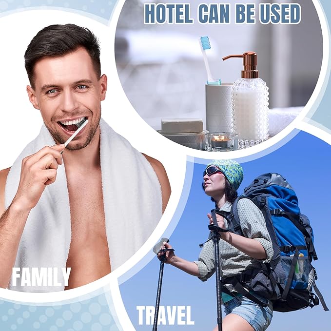 Patelai 4 Pieces Travel Toothbrush Set, Soft Bristle Mini Foldable Tooth Brush with Case, Individually Wrapped Small Portable Travel Size Toiletries Stuff for Camping (Black)