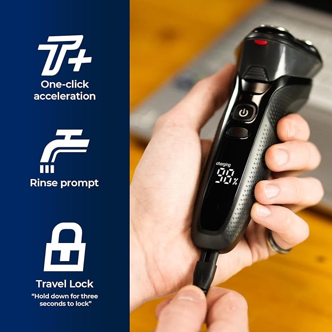 Cordless Electric Razor for Men: 3-in-1 Shaver for Beard/Nose/Sideburns - IPX7 Waterproof Travel Kit - Turbo Speed & Precision Blades