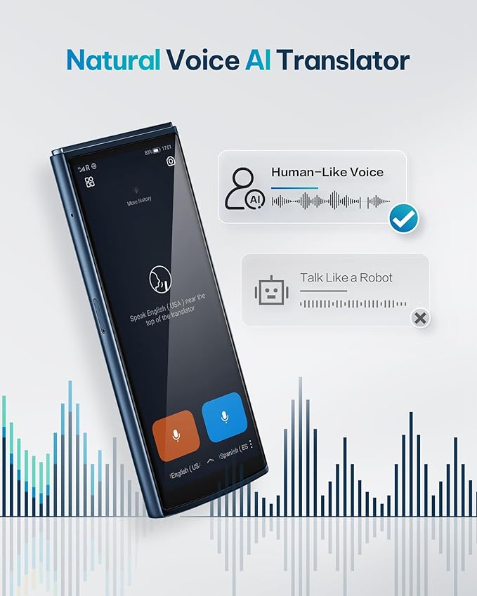 iFLYTEK AI Language Translator Device — 60 Languages, Real-Time Split-Screen & Two-Way Instant Voice Translation, 18 Offline Packs, 2-Year Global Data for K-12 Education, Business, Travel