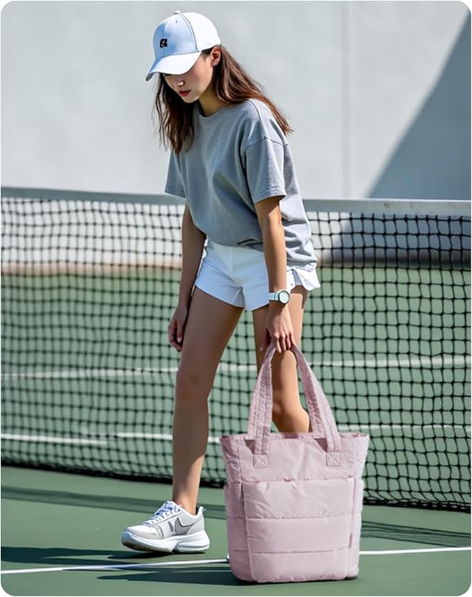 BAGSMART Tote Bag for Women, Lightweight Puffy Tote Bag with Compartments Shoulder Bag Handbag for Travel, Work, Gym,