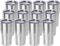 DOMICARE 20oz Tumbler with Lid Stainless Steel Tumblers Bulk, Double Wall Vacuum Insulated Coffee Travel Mug, 12 Pack Stainless Steel