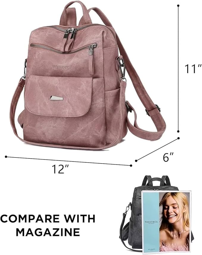 PU Leather Backpack Purse for Women Fashion Multipurpose Design Handbag Ladies Shoulder Bags Travel Backpack Pink